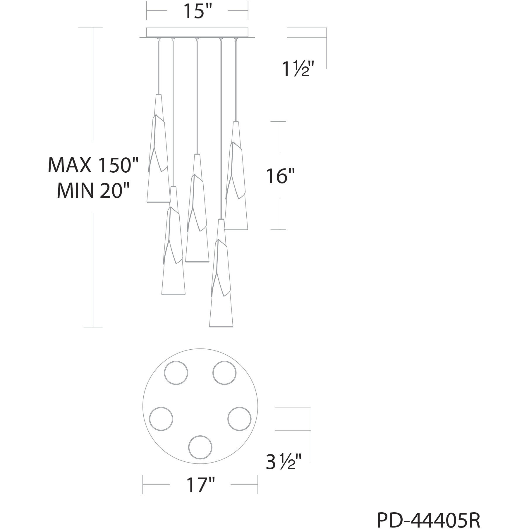 Kilt 5 Light 17 inch Aged Brass Multi-Light Pendant Ceiling Light