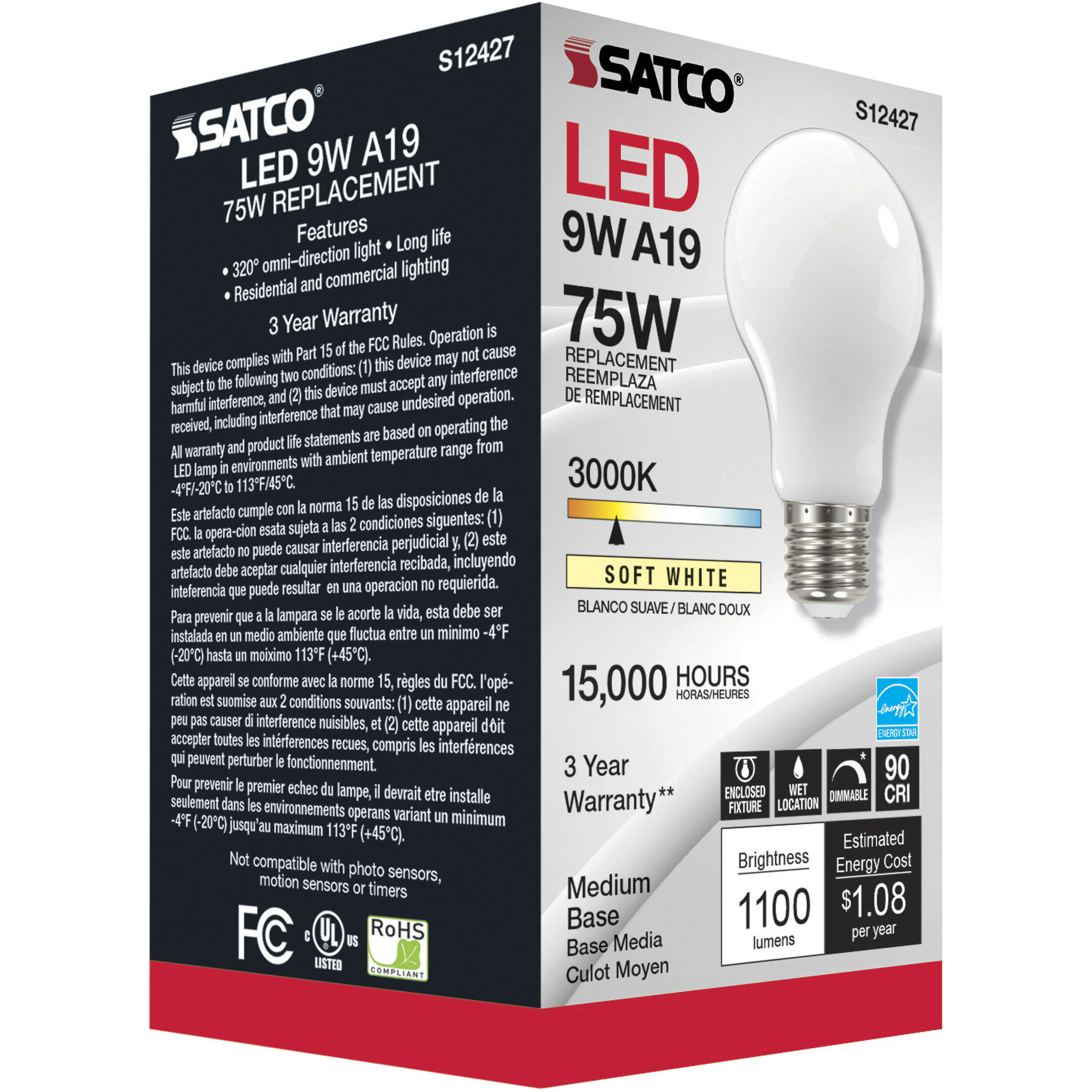 Lumos LED Medium 11.00 watt 120 3000K Light Bulb