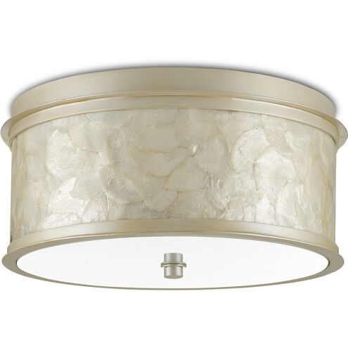Neith 1 Light 13.75 inch Sea Pearl/Natural Flush Mount Ceiling Light
