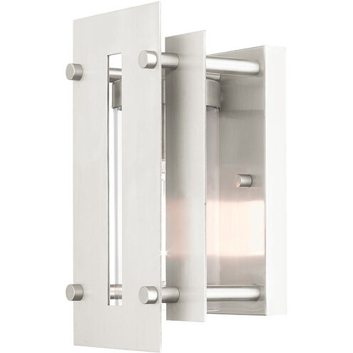 Utrecht 1 Light 10 inch Brushed Nickel Accents Outdoor Wall Lantern