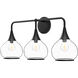 Alora Mood Hazel 3 Light 26.75 inch Matte Black Vanity Light Wall Light in Clear Glass