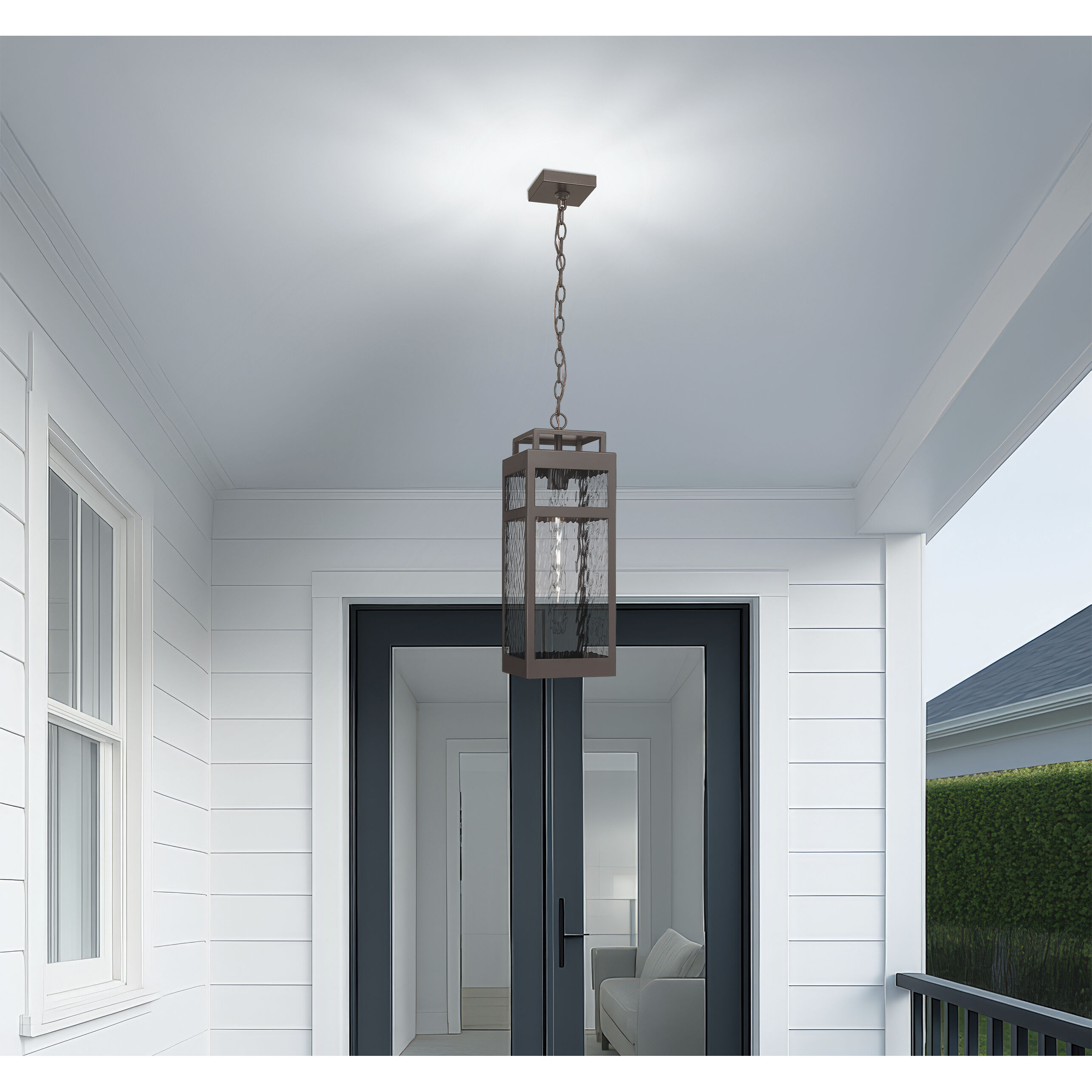 Ridgeway 1 Light 6.75 inch Bronze Outdoor Pendant in Waterglass