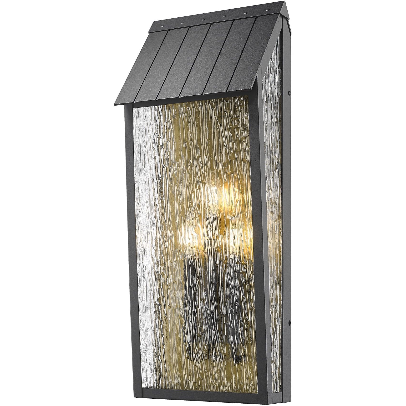 Point 3 Light 25.5 inch Black and Brass Outdoor Wall Sconce