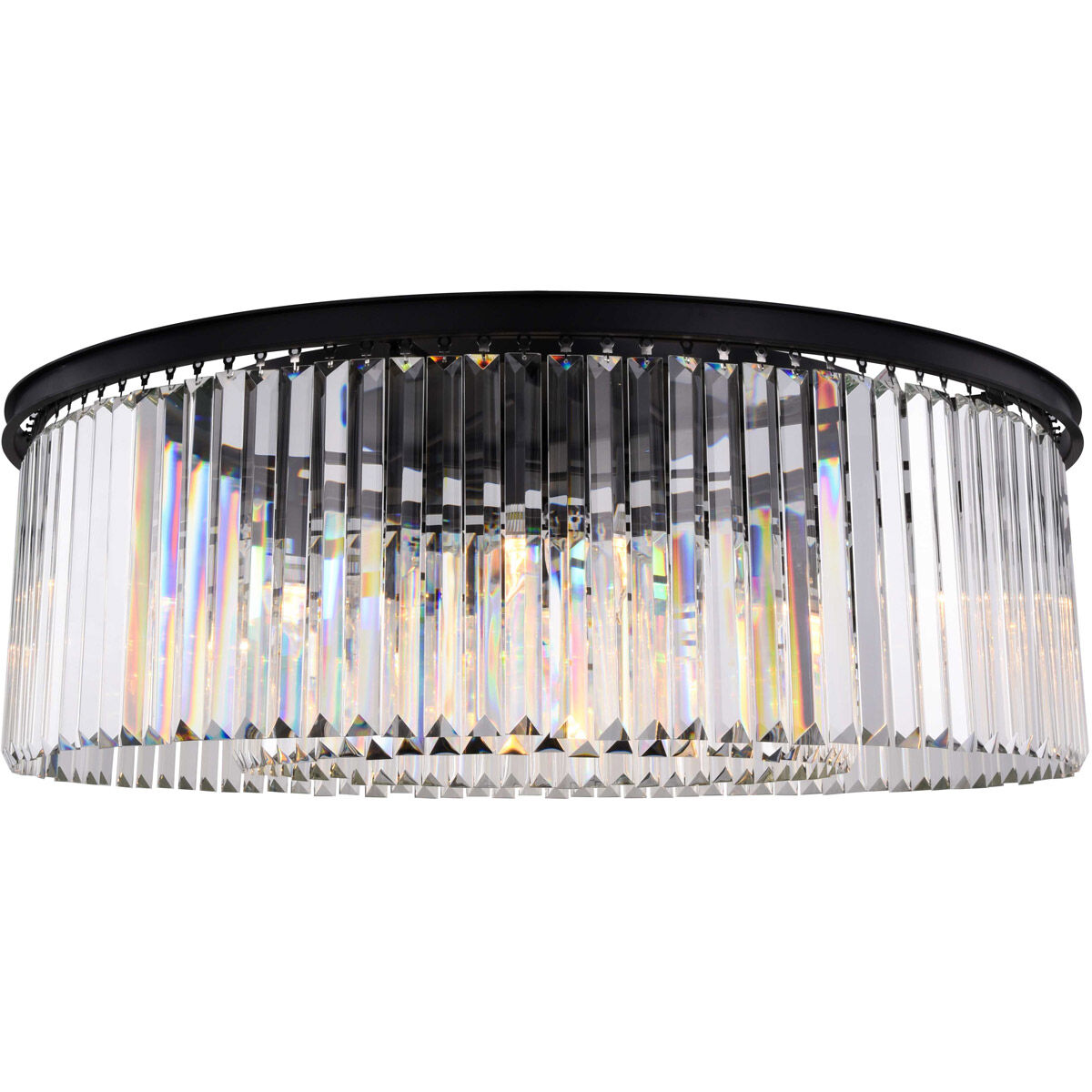 Sydney 10 Light 43.5 inch Matte Black Flush Mount Ceiling Light in Clear, Urban Classic