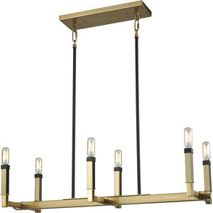 Mandeville 6 Light 31 inch Oil Rubbed Bronze with Satin Brass Chandelier Ceiling Light