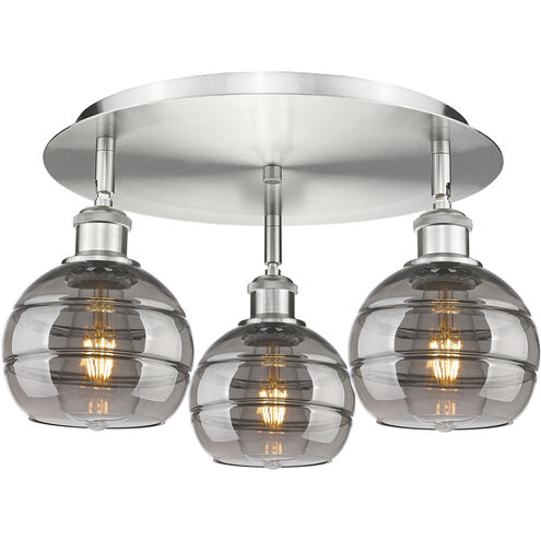 Ballston Rochester 3 Light 17.63 inch Satin Nickel Flush Mount Ceiling Light