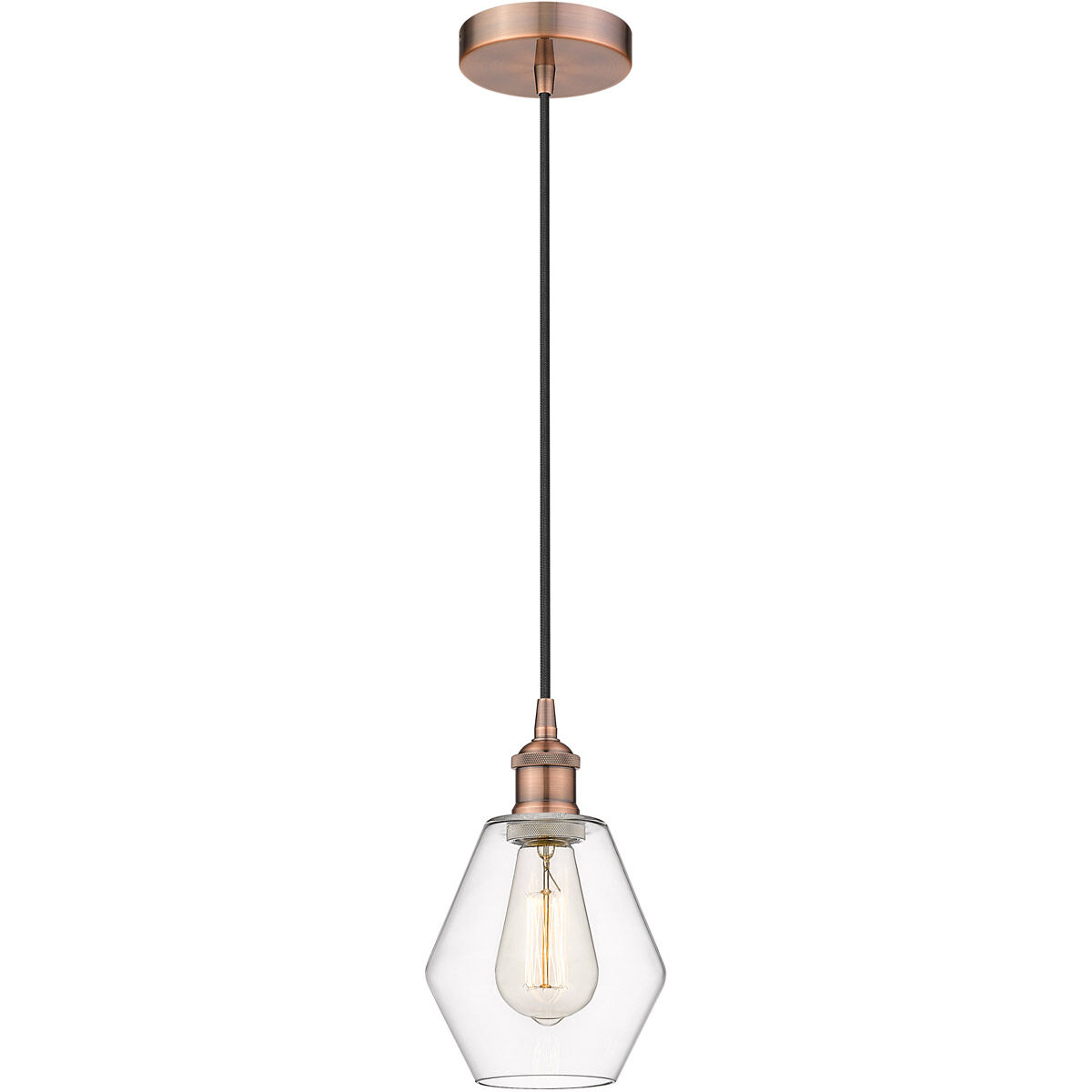 Edison Cindyrella LED 6 inch Antique Copper Mini Pendant Ceiling Light