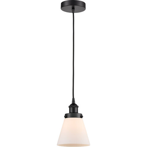 Edison Cone 1 Light 6 inch Matte Black Mini Pendant Ceiling Light