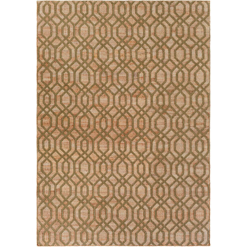 Seaport 63 X 39 inch Dark Green, Camel Rug