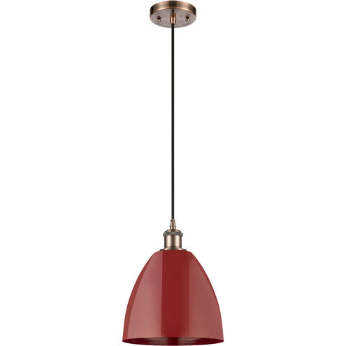 Ballston Plymouth Dome 1 Light 9 inch Antique Copper Mini Pendant Ceiling Light in Matte Red