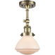Franklin Restoration Olean 1 Light 7 inch Antique Brass Semi-Flush Mount Ceiling Light in Incandescent, Matte White Glass, Franklin Restoration