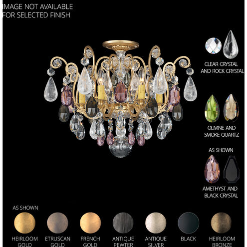 Renaissance Rock Crystal 6 Light Black Semi-Flush Mount Ceiling Light in Quartz