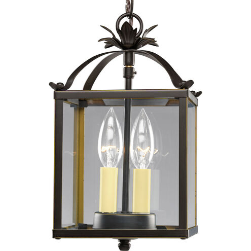 Flat Glass 2 Light 6.75 inch Antique Bronze Hall & Foyer Ceiling Light