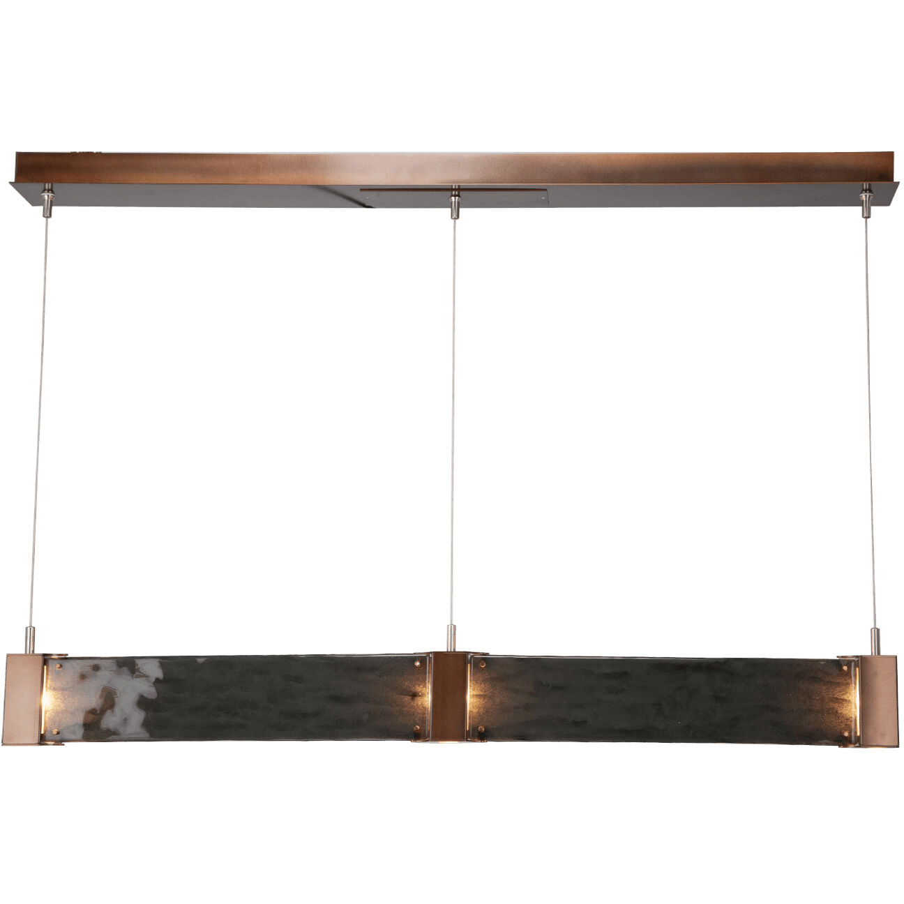 Parallel LED Flat Bronze Linear Pendant Ceiling Light in 3000K LED, Smoke Granite