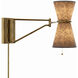Gable 27.75 inch 40 watt Antique Natural Brass Swing Arm Wall Sconce Wall Light in Storm Blue