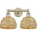 Edison Woven Rattan 2 Light 17 inch Antique Brass Bath Vanity Light Wall Light