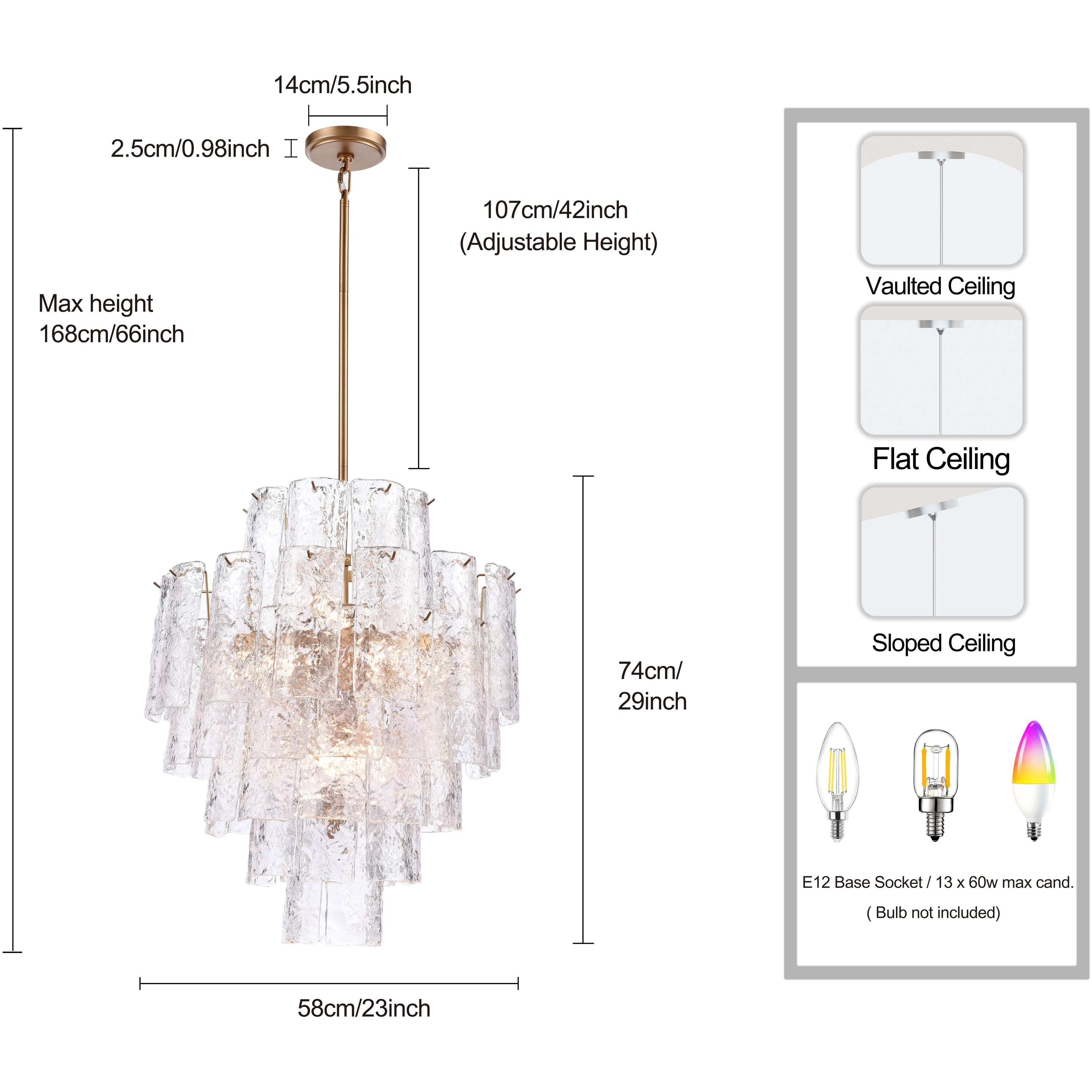 Fire and Ice 13 Light 23 inch Lacquered Gold Chandelier Ceiling Light in Clear Glass