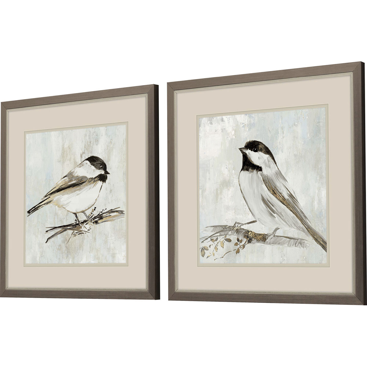 Feathered Melody Gray and Metallic and Black Framed Art, Propac