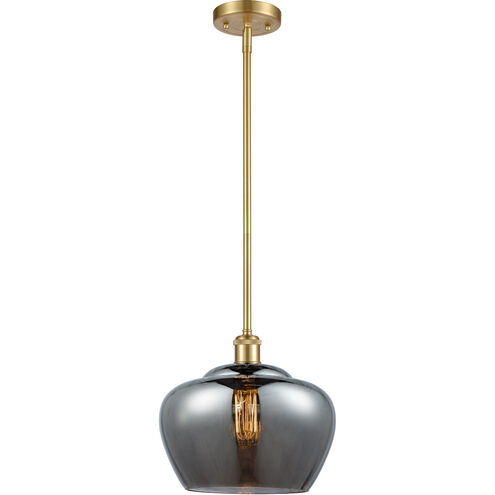 Ballston Large Fenton 1 Light 11 inch Satin Gold Pendant Ceiling Light in Plated Smoke Glass, Ballston