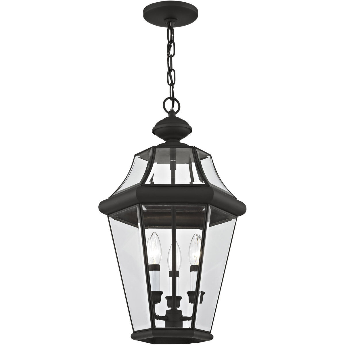 Georgetown 3 Light 13 inch Black Outdoor Pendant Lantern
