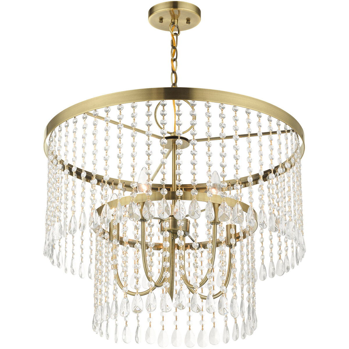 Elizabeth 5 Light 24 inch Antique Brass Pendant Chandelier Ceiling Light