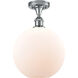 Ballston Large Athens 1 Light 10 inch Polished Chrome Semi-Flush Mount Ceiling Light in Matte White Glass, Ballston
