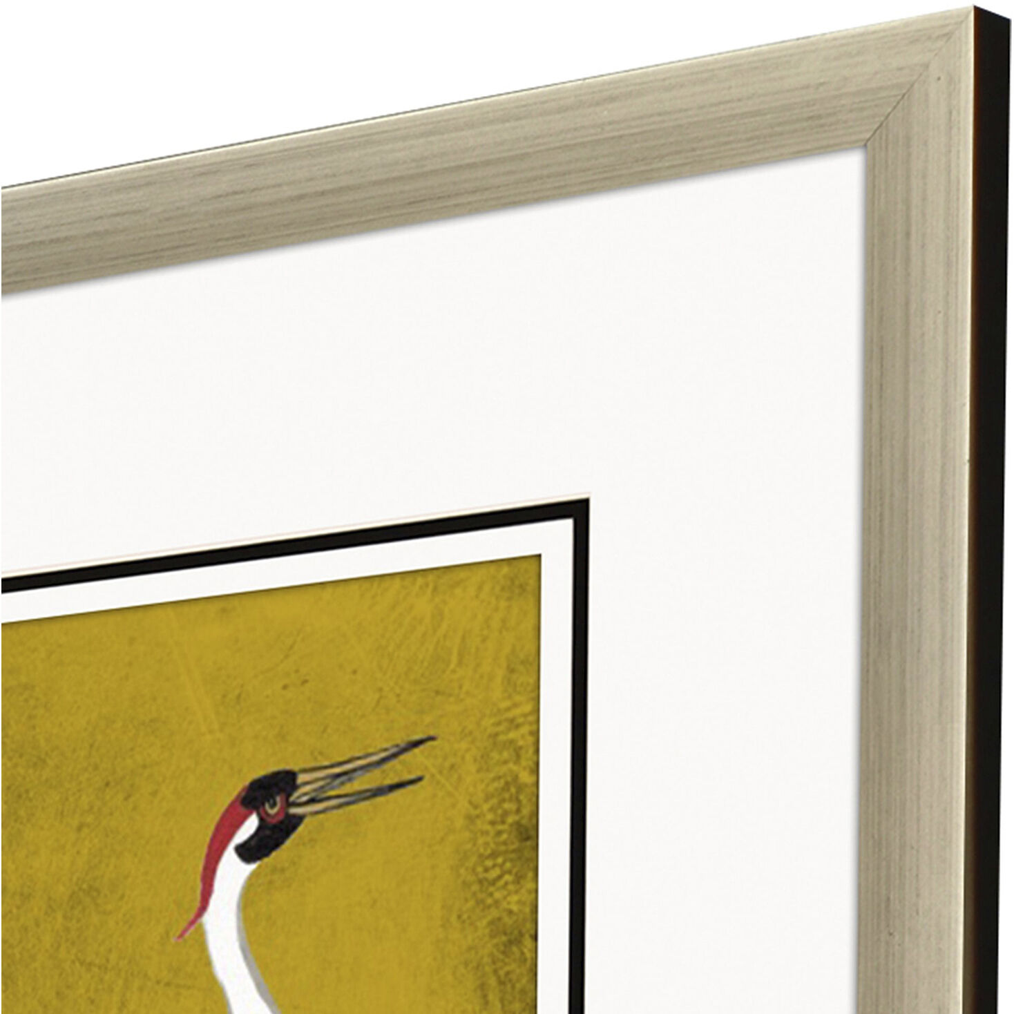 Song of the Crane Yellow and Black and Multi and White Framed Art