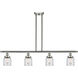 Ballston Small Bell 4 Light 48 inch Brushed Satin Nickel Island Light Ceiling Light in Clear Glass, Ballston