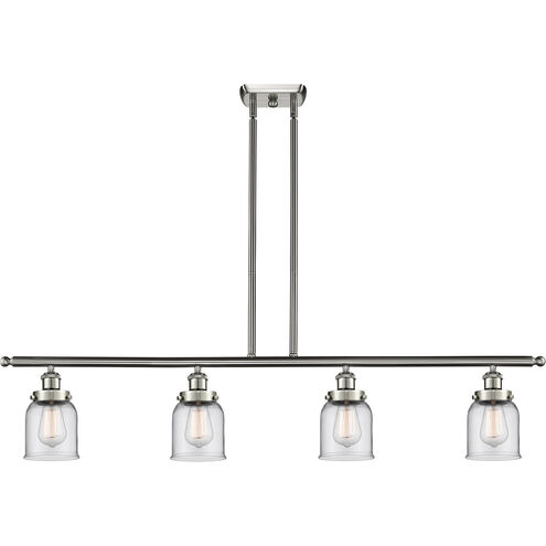 Ballston Small Bell 4 Light 48 inch Brushed Satin Nickel Island Light Ceiling Light in Clear Glass, Ballston