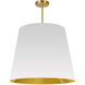 Oversized Drum 1 Light 26 inch Aged Brass Pendant Ceiling Light in White/Gold Jewel Tone, Large