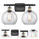 Ballston Athens 2 Light 16 inch Black Antique Brass Bath Vanity Light Wall Light in Clear Glass, Ballston
