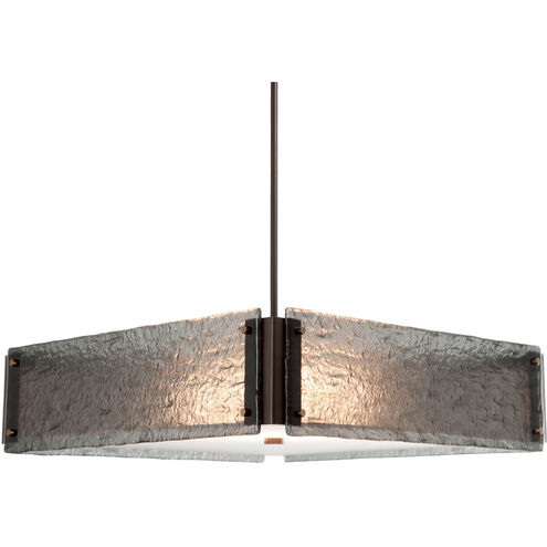 Textured Glass 4 Light 24 inch Burnished Bronze Chandelier Ceiling Light in Rimelight Frosted