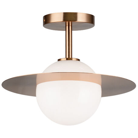 Saturn 1 Light 12 inch Aged Gold Brass and Opal Flush Mount Ceiling Light in Aged Gold Brass and Opal Glass
