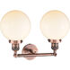 Franklin Restoration Large Beacon 2 Light 19 inch Antique Copper Bath Vanity Light Wall Light in Matte White Glass, Franklin Restoration