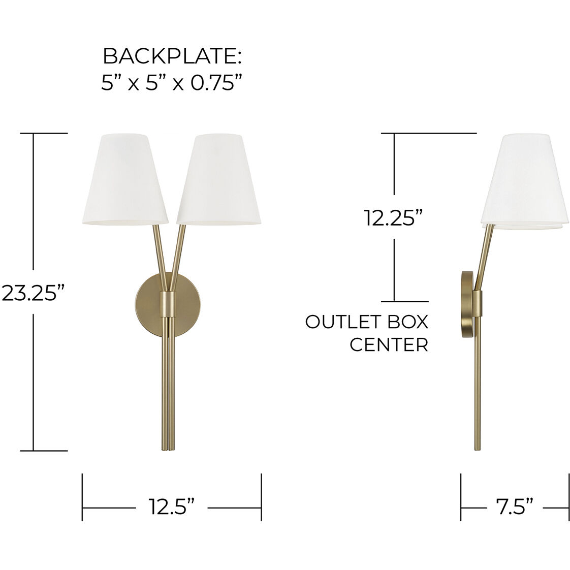 Cami 2 Light 12.5 inch Aged Brass and White Sconce Wall Light