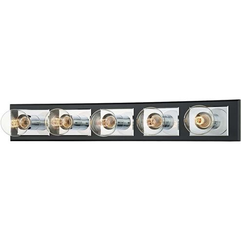 Runyan 5 Light 29 inch Polished Chrome/Soft Black Bath And Vanity Wall Light in Polished Chrome/Black