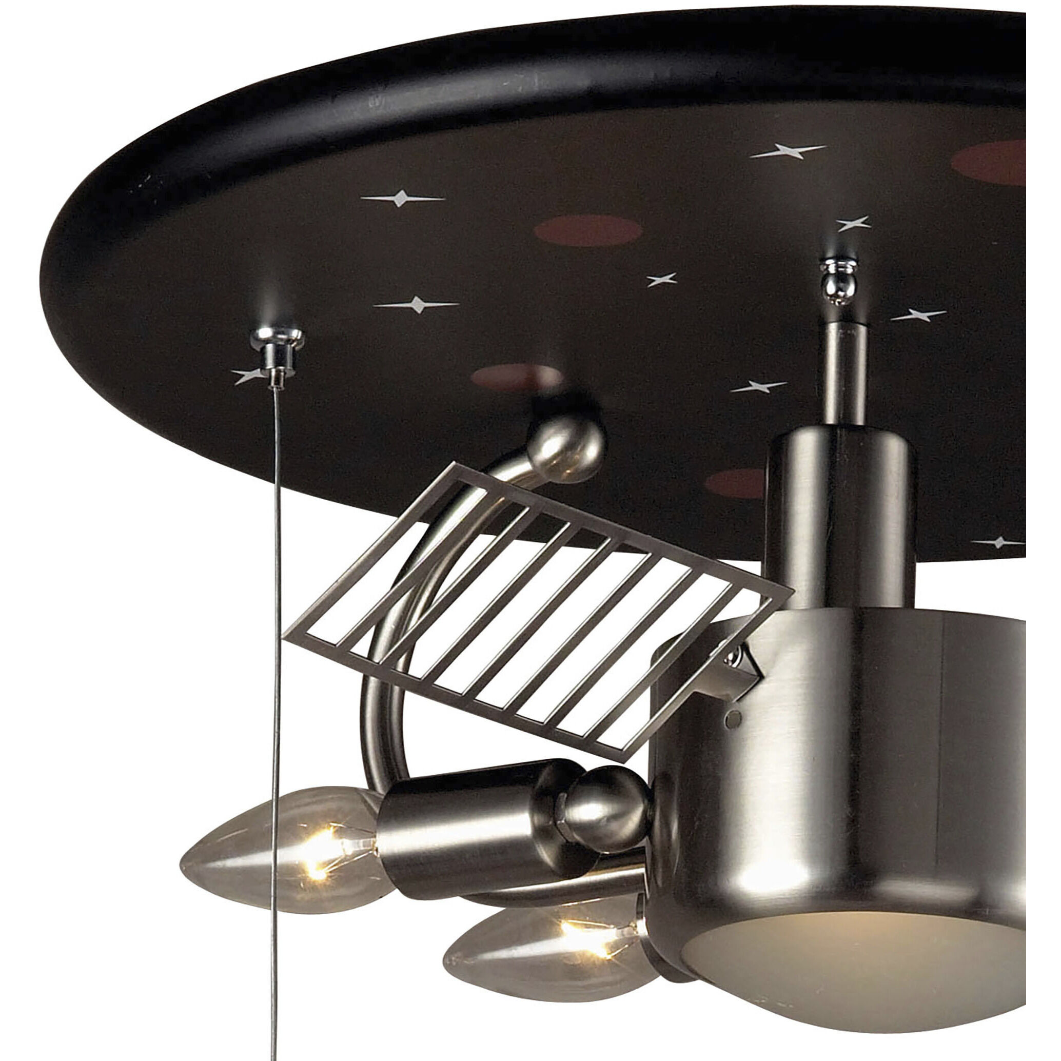 Novelty 2 Light 16 inch Satin Nickel with Black Flush Mount Ceiling Light