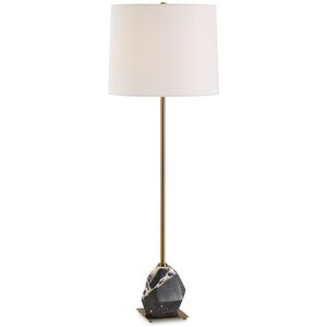 Rowland 37 inch 100.00 watt Black And White Panda Marble and Antique Brass Buffet Lamp Portable Light