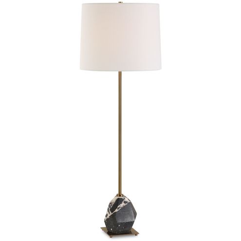 Rowland 37 inch 100.00 watt Black And White Panda Marble and Antique Brass Buffet Lamp Portable Light