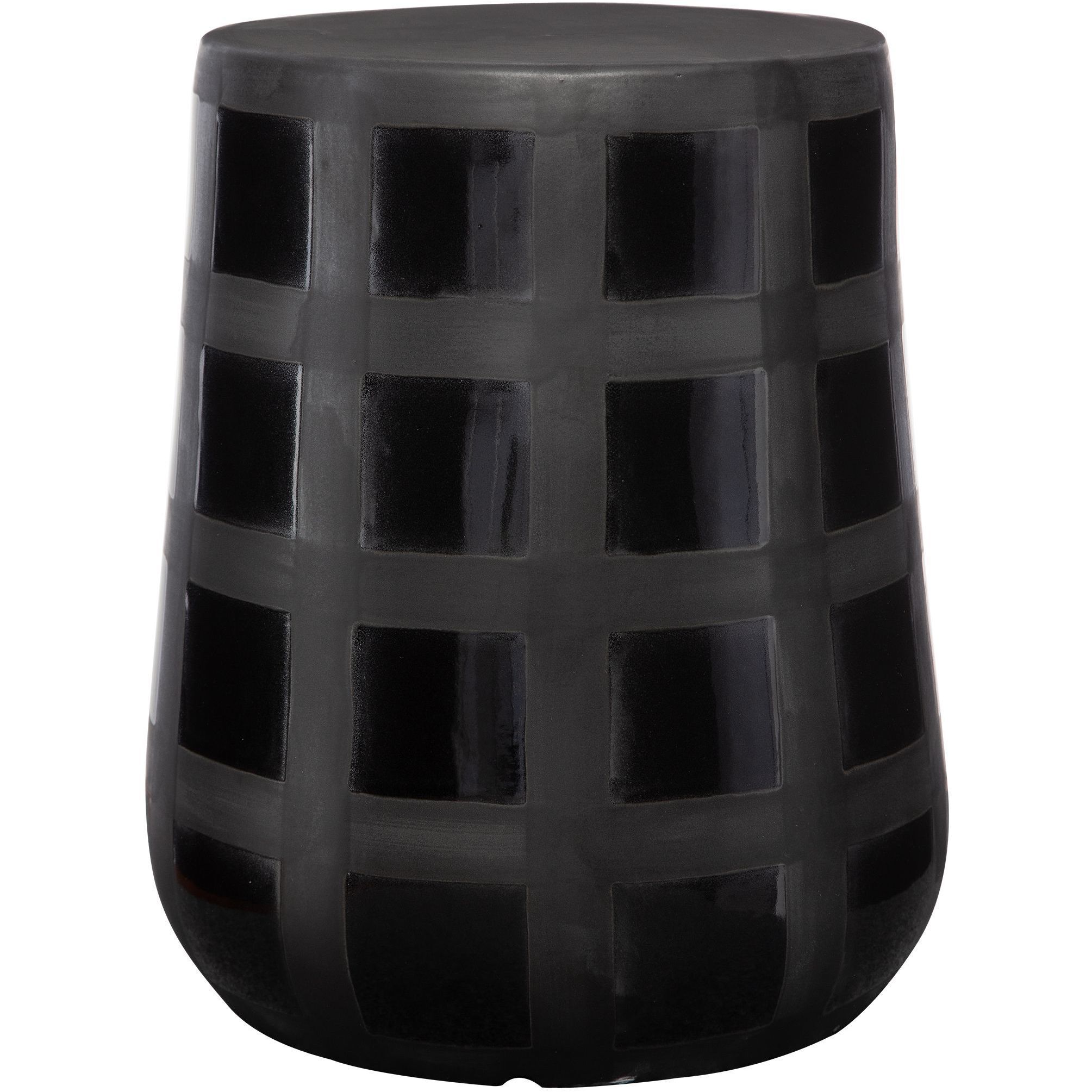 Patchwork Garden 17 inch Gloss And Matte Black Glazes Garden Stool