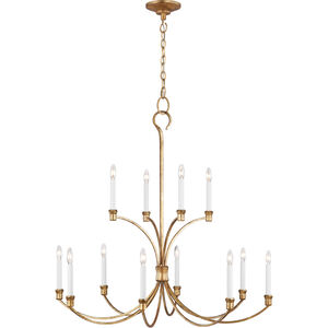 C&M by Chapman & Myers Westerly 12 Light 42 inch Antique Gild Chandelier Ceiling Light