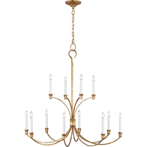 C&M by Chapman & Myers Westerly 12 Light 42 inch Antique Gild Chandelier Ceiling Light