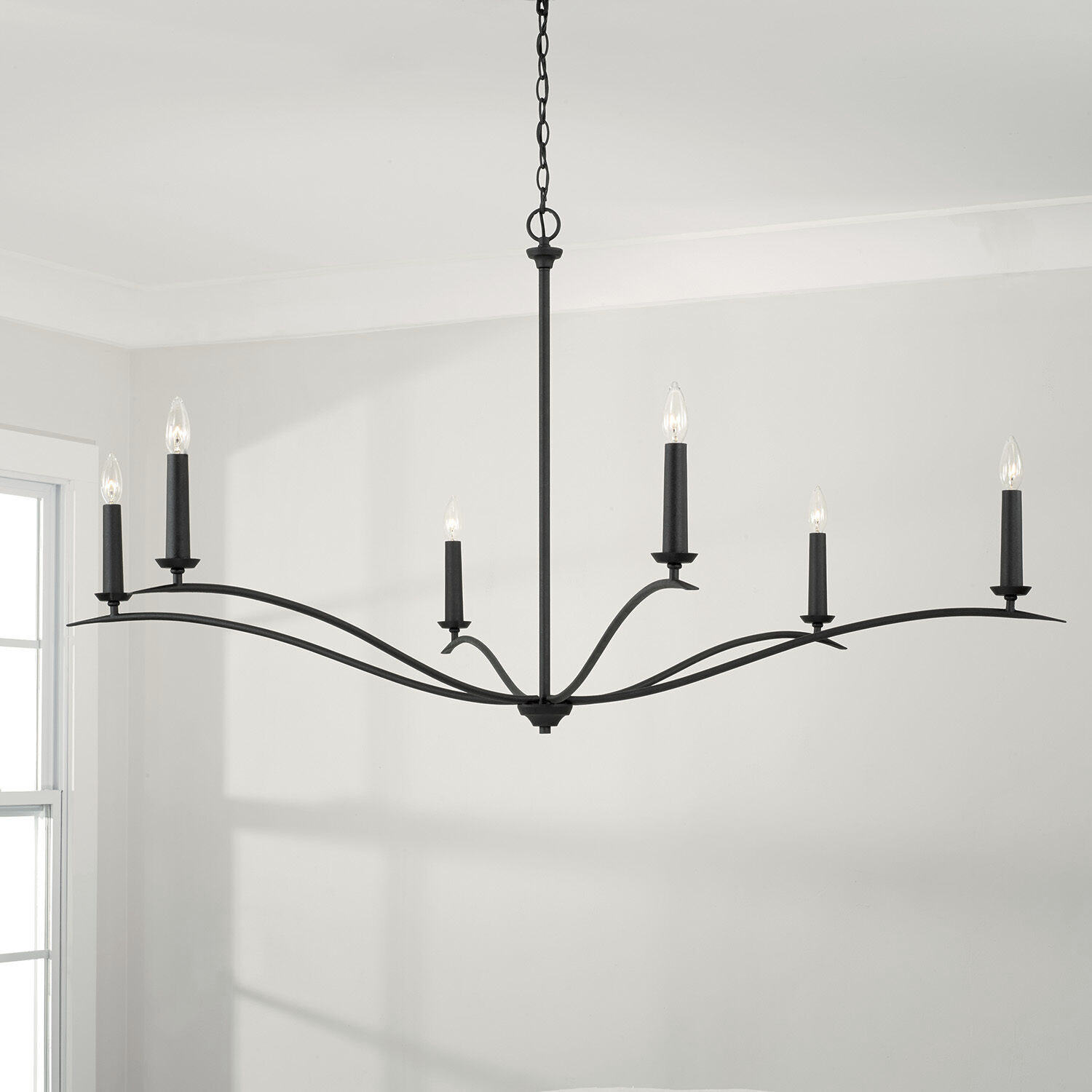 Grady 6 Light 57 inch Black Iron Chandelier Ceiling Light