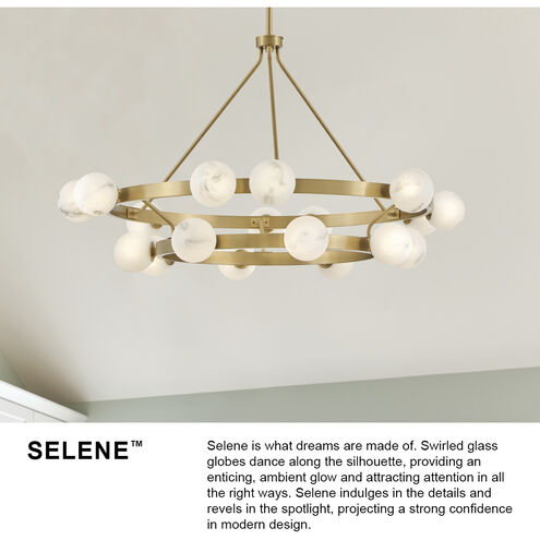 Selene LED 48 inch Lacquered Brass Chandelier Ceiling Light in Swirled, Multi Tier