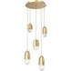 Pebble LED Gilded Brass Chandelier Ceiling Light, Multi-Port