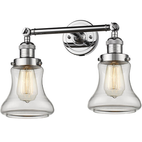 Franklin Restoration Bellmont 2 Light 6 inch Polished Chrome Bath Vanity Light Wall Light in Clear Glass, Franklin Restoration