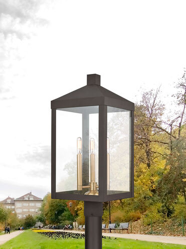Nyack 3 Light 24 inch Bronze Outdoor Post Top Lantern