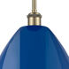 Ballston Plymouth Dome LED 12 inch Antique Brass Pendant Ceiling Light in Matte Blue