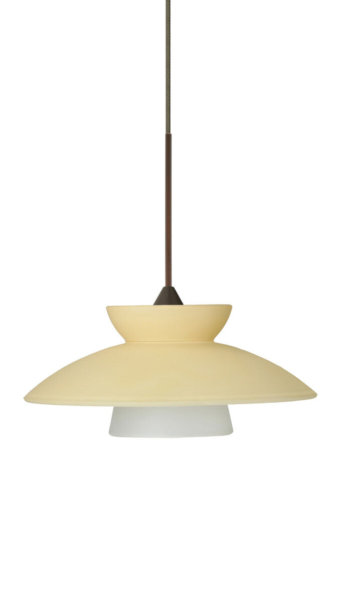Trilo 7 1 Light Bronze Pendant Ceiling Light in Incandescent, Champagne Glass