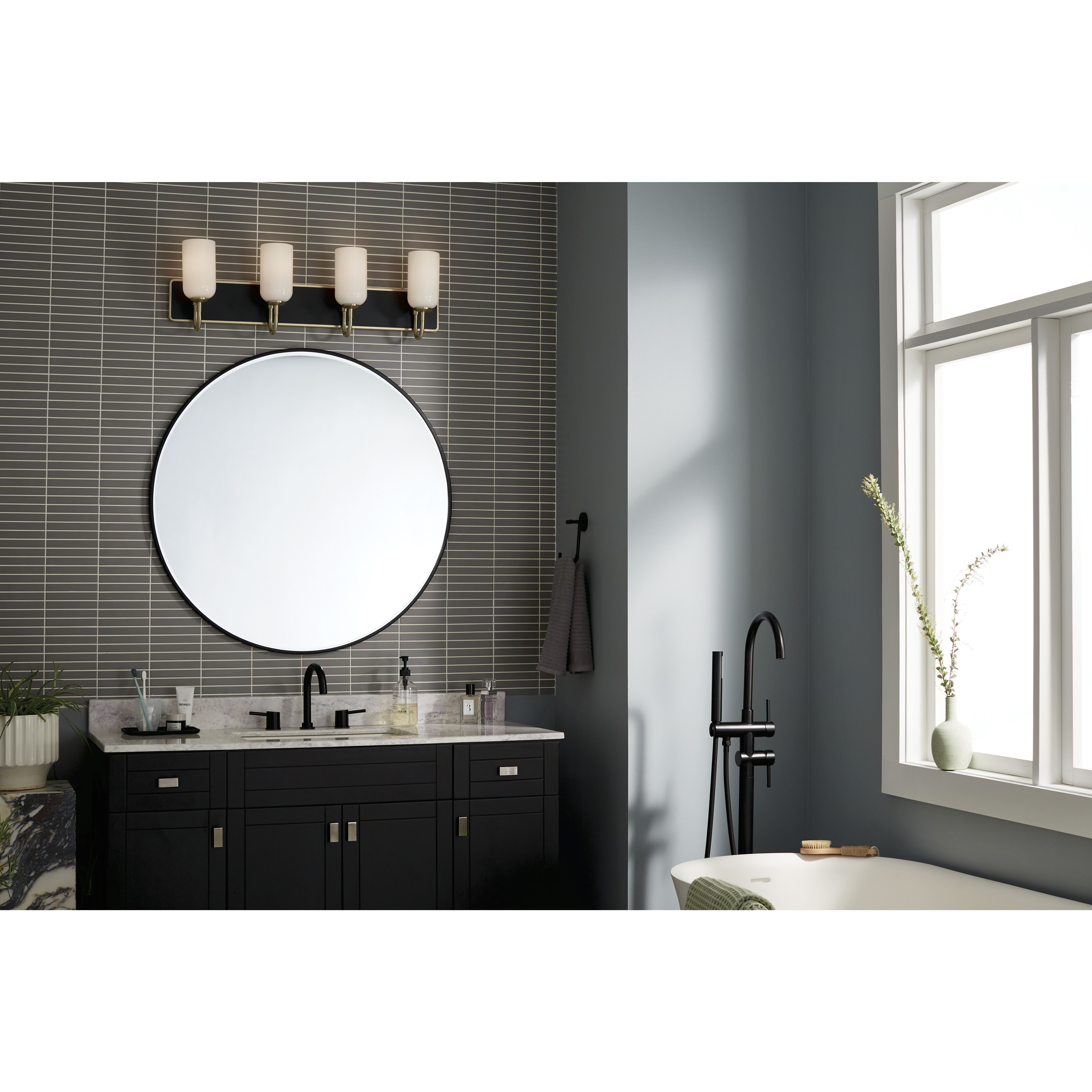 Solia LED 32 inch Champagne Bronze with Black Bathroom Vanity Light Wall  Light